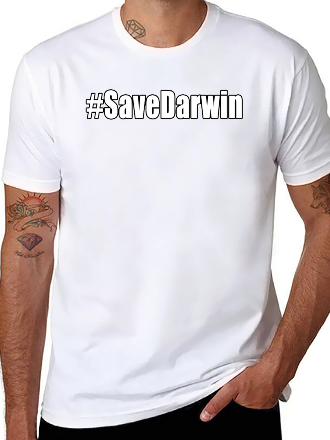 #SaveDarwin Black Graphic Tee - Mens Short Sleeve Crew Neck T-Shirt