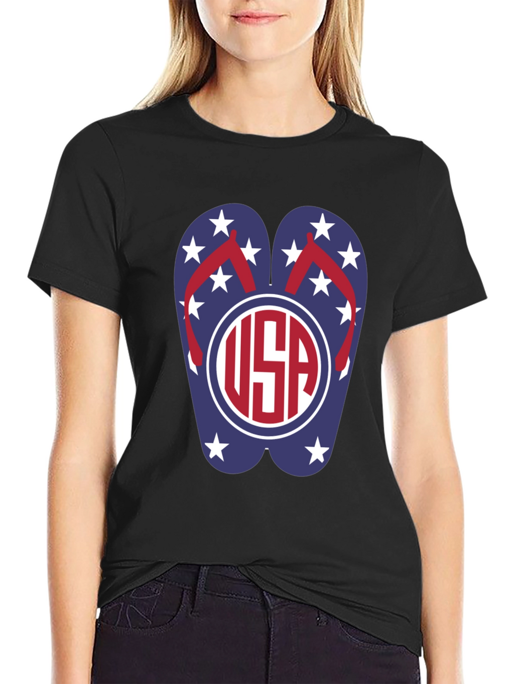 USA Flip Flop Graphic T-Shirt - Patriotic Summer Wear