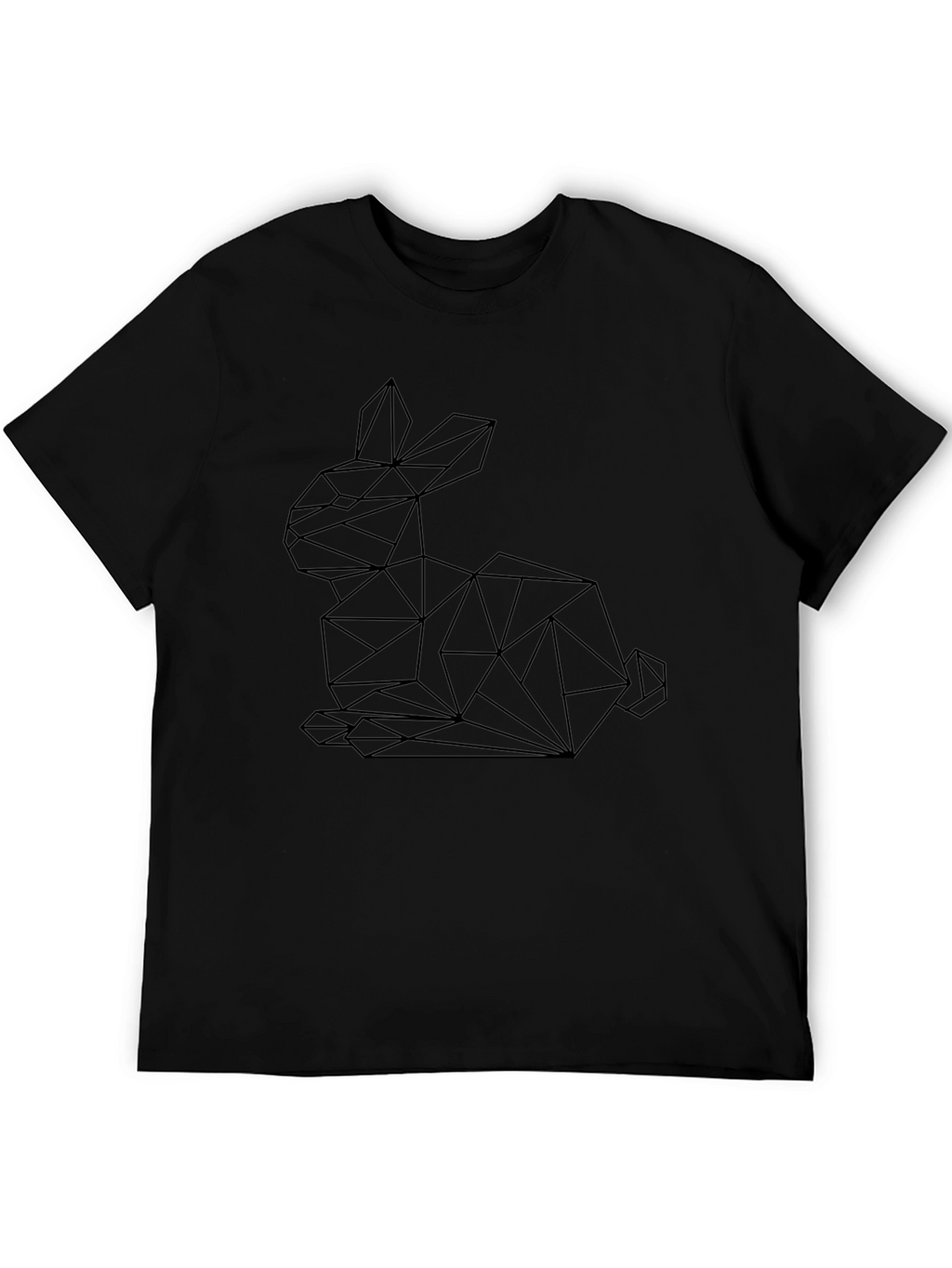 Geometric Rabbit Graphic Tee - Stylish Black T-Shirt
