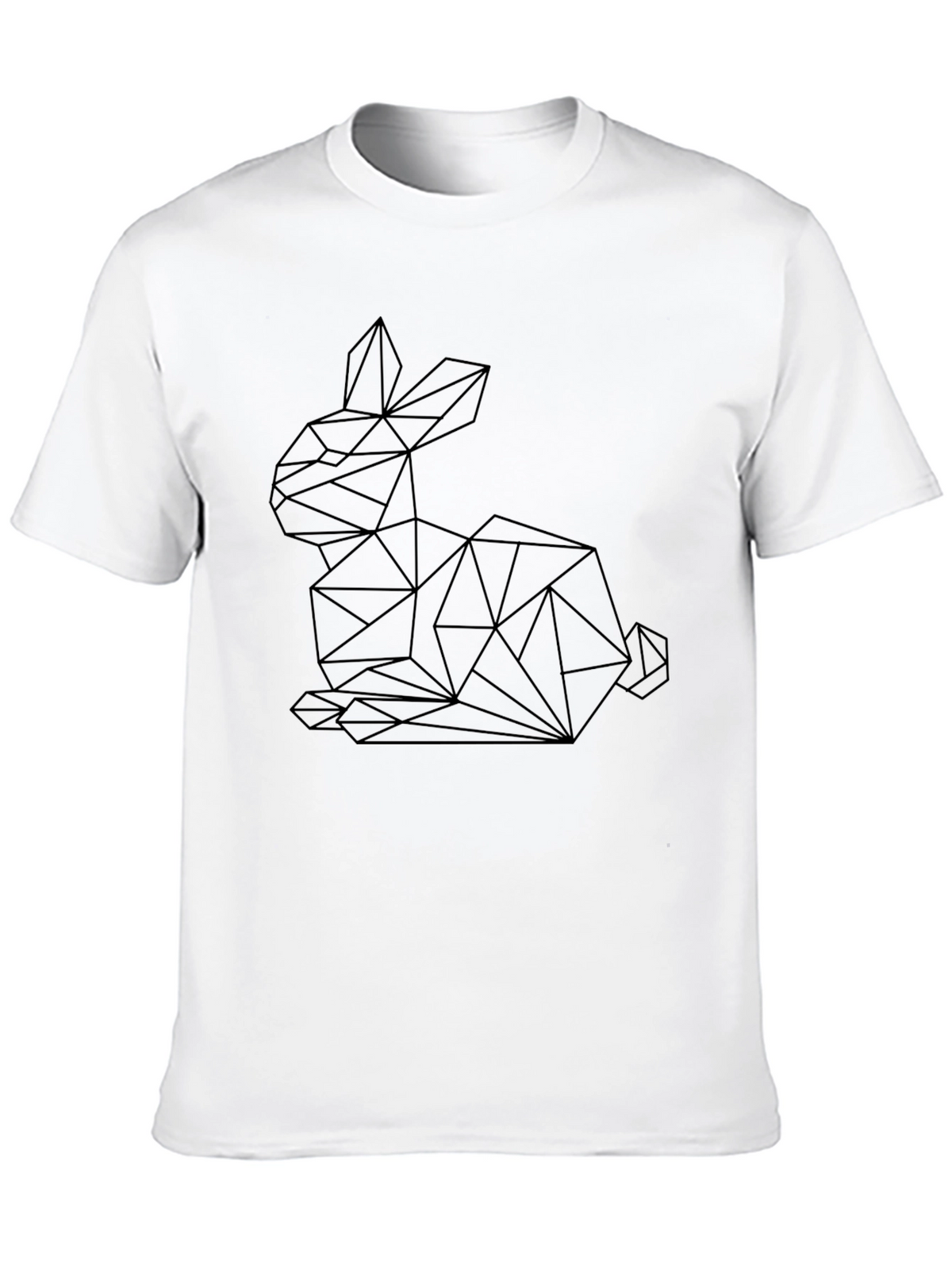 Geometric Rabbit Graphic Tee - Stylish Black T-Shirt