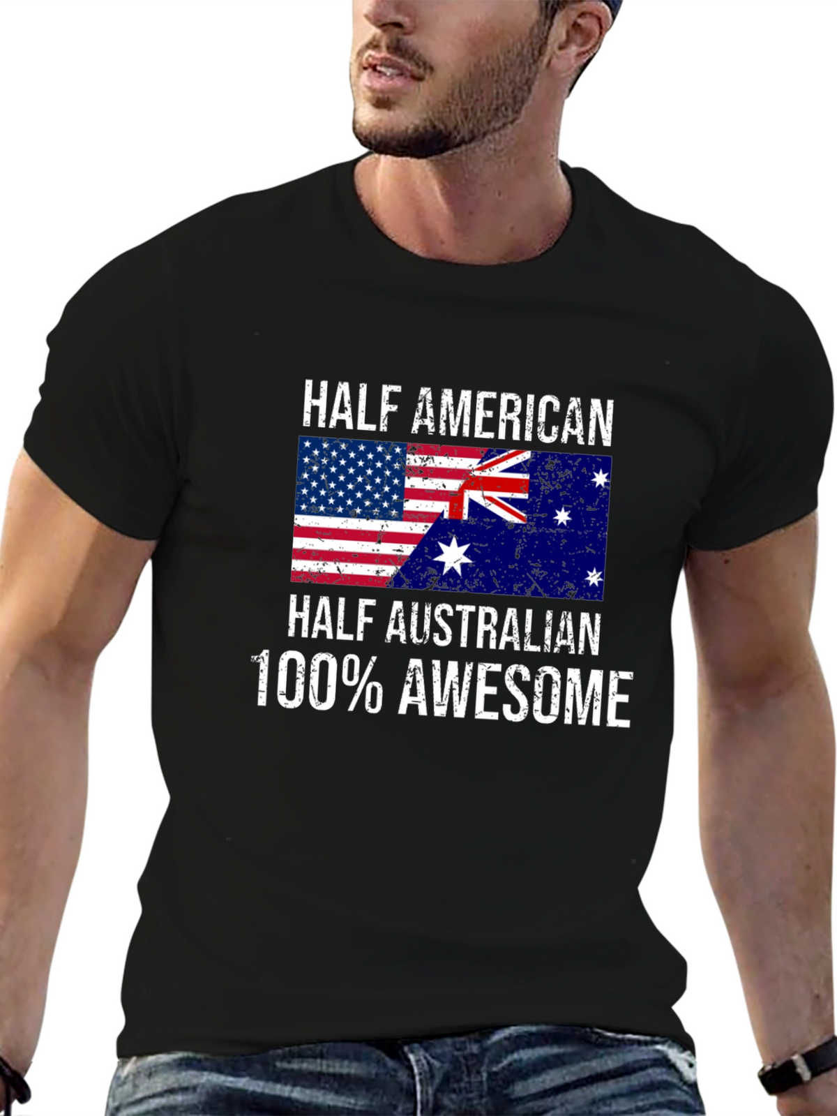 Half American Half Australian Awesome Graphic Tee