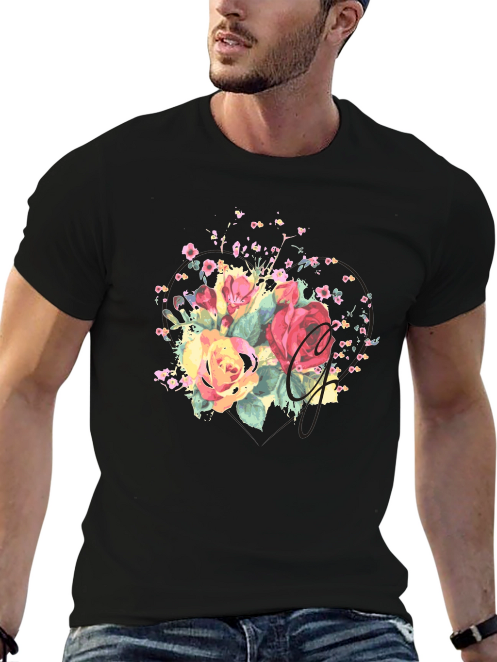 Floral Letter T-Shirt - Stylish and Unique