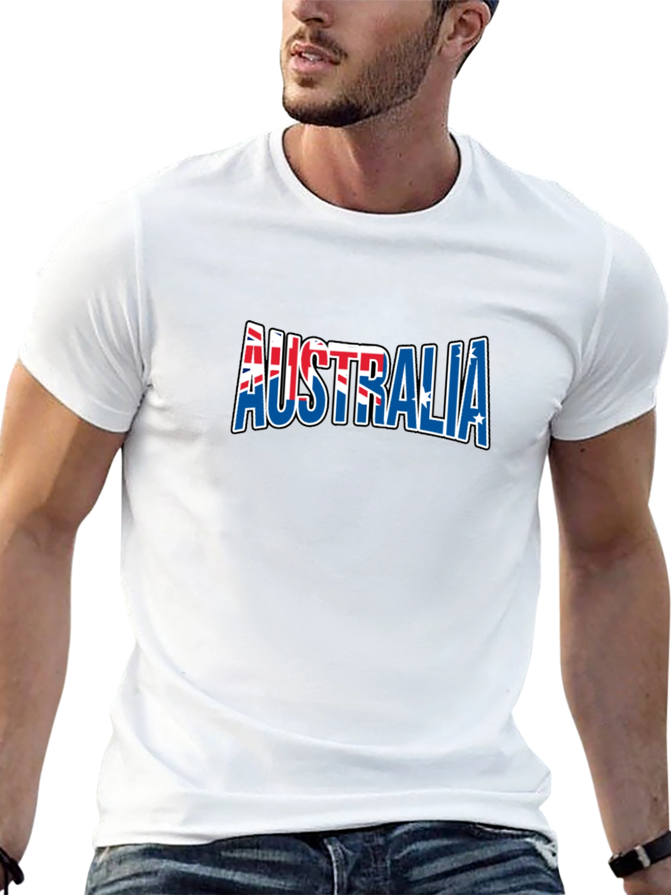 Australia Flag Graphic Print Black T-Shirt