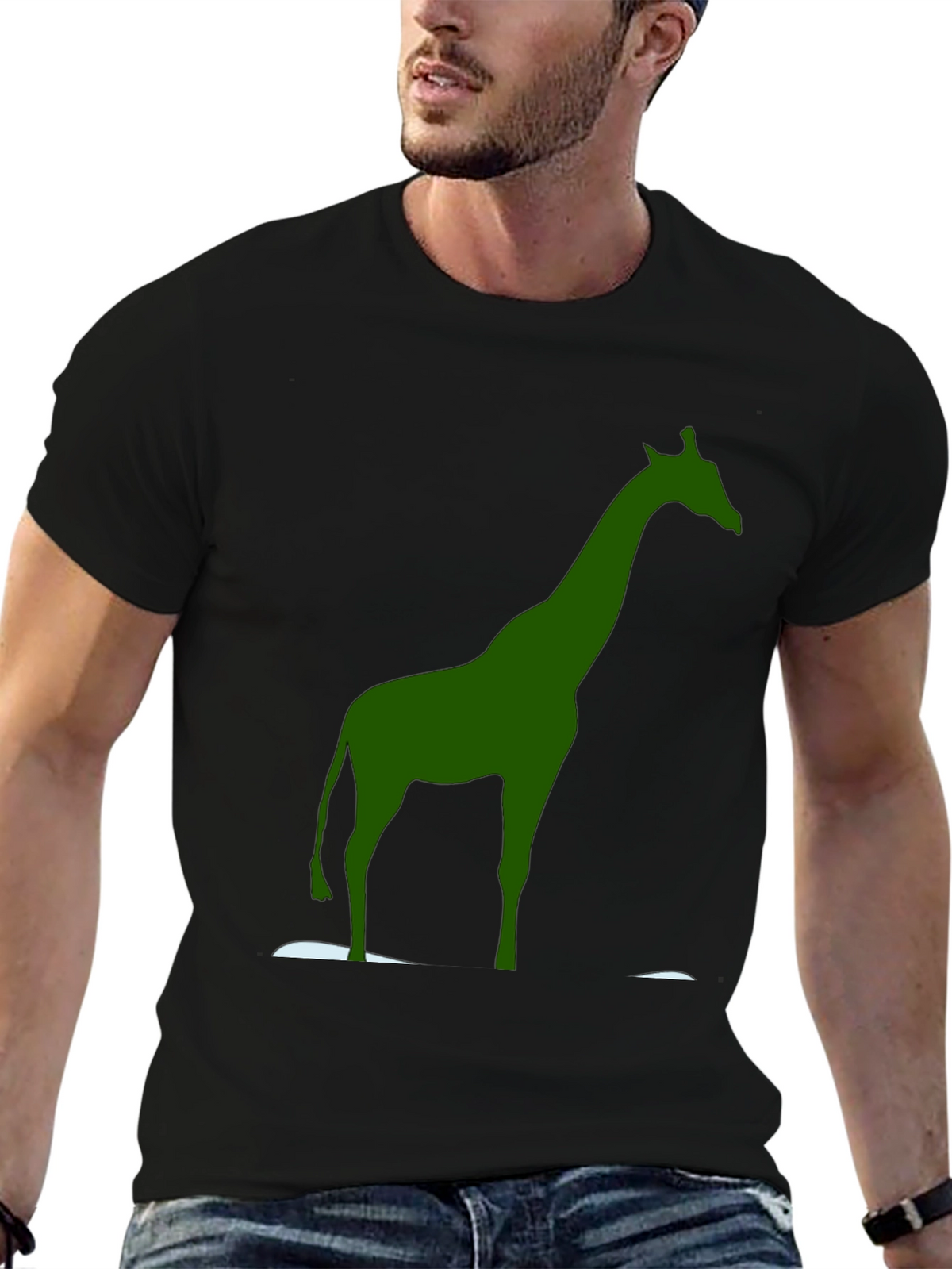 Green Giraffe Graphic Tee - Unique Animal Print Shirt