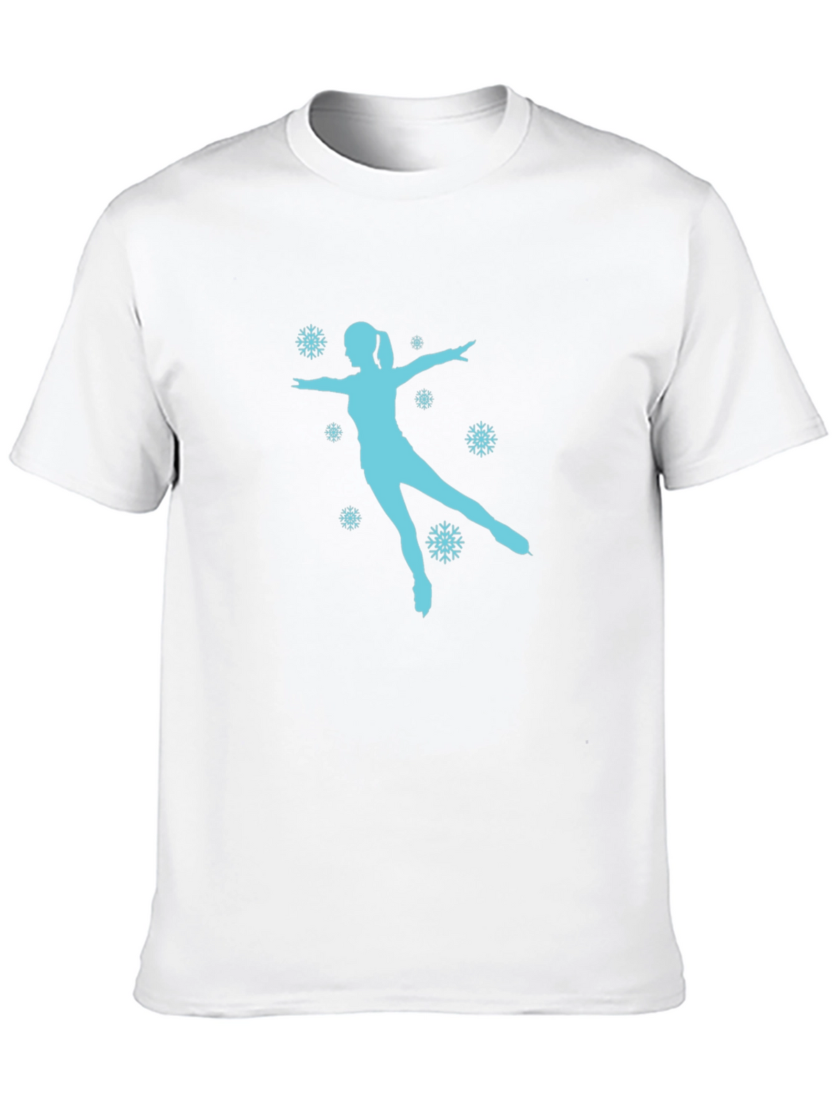 Figure Skating Snowflake Graphic Tee - Black Cotton Shirt