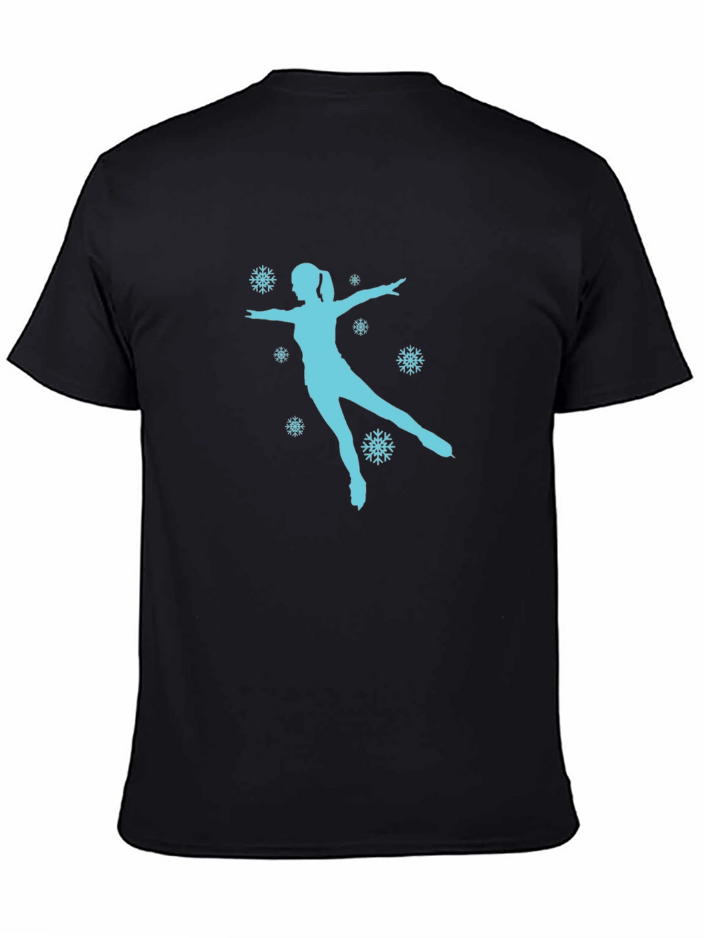 Figure Skating Snowflake Graphic Tee - Black Cotton Shirt