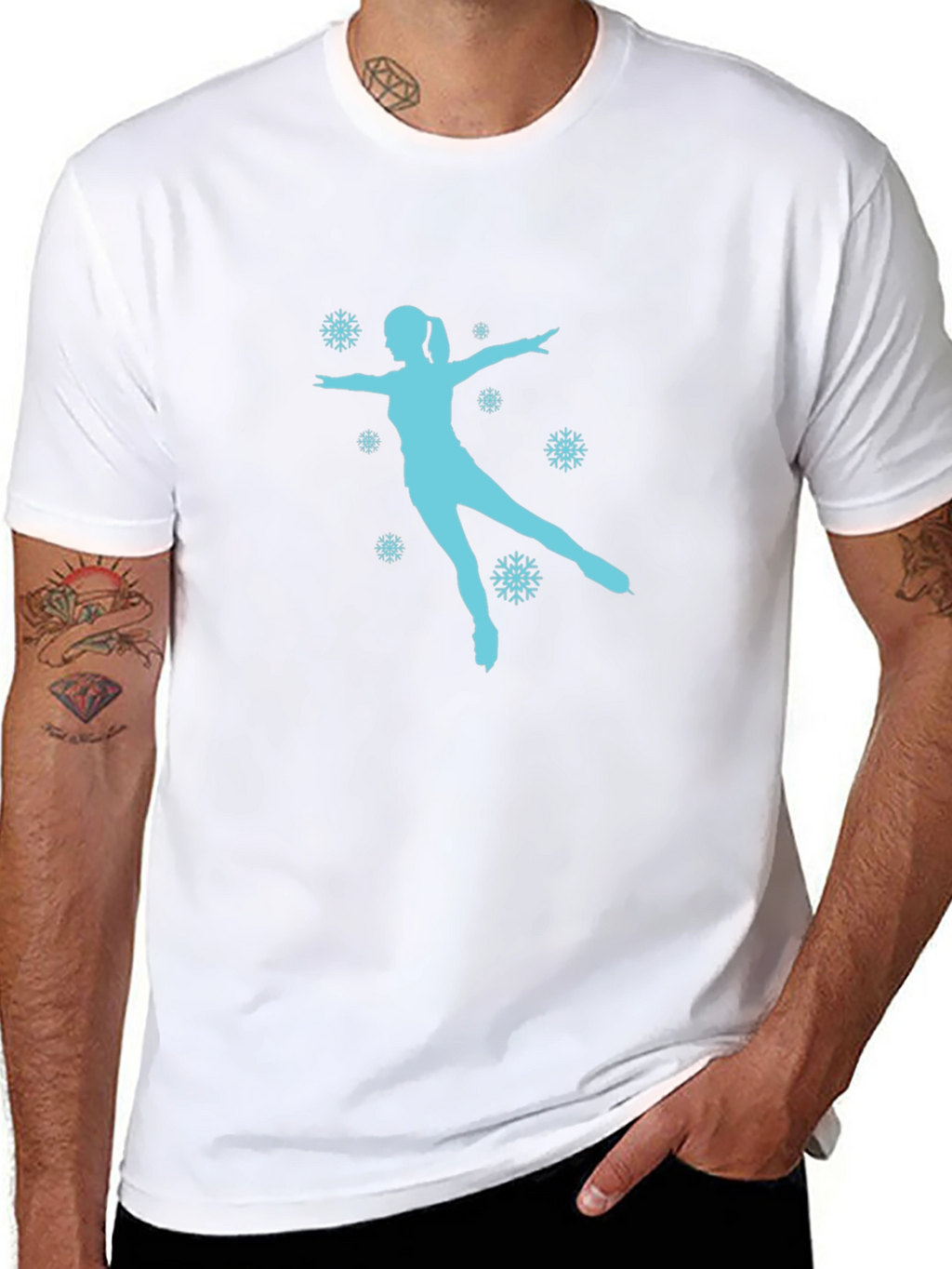Figure Skating Snowflake Graphic Tee - Black Cotton Shirt