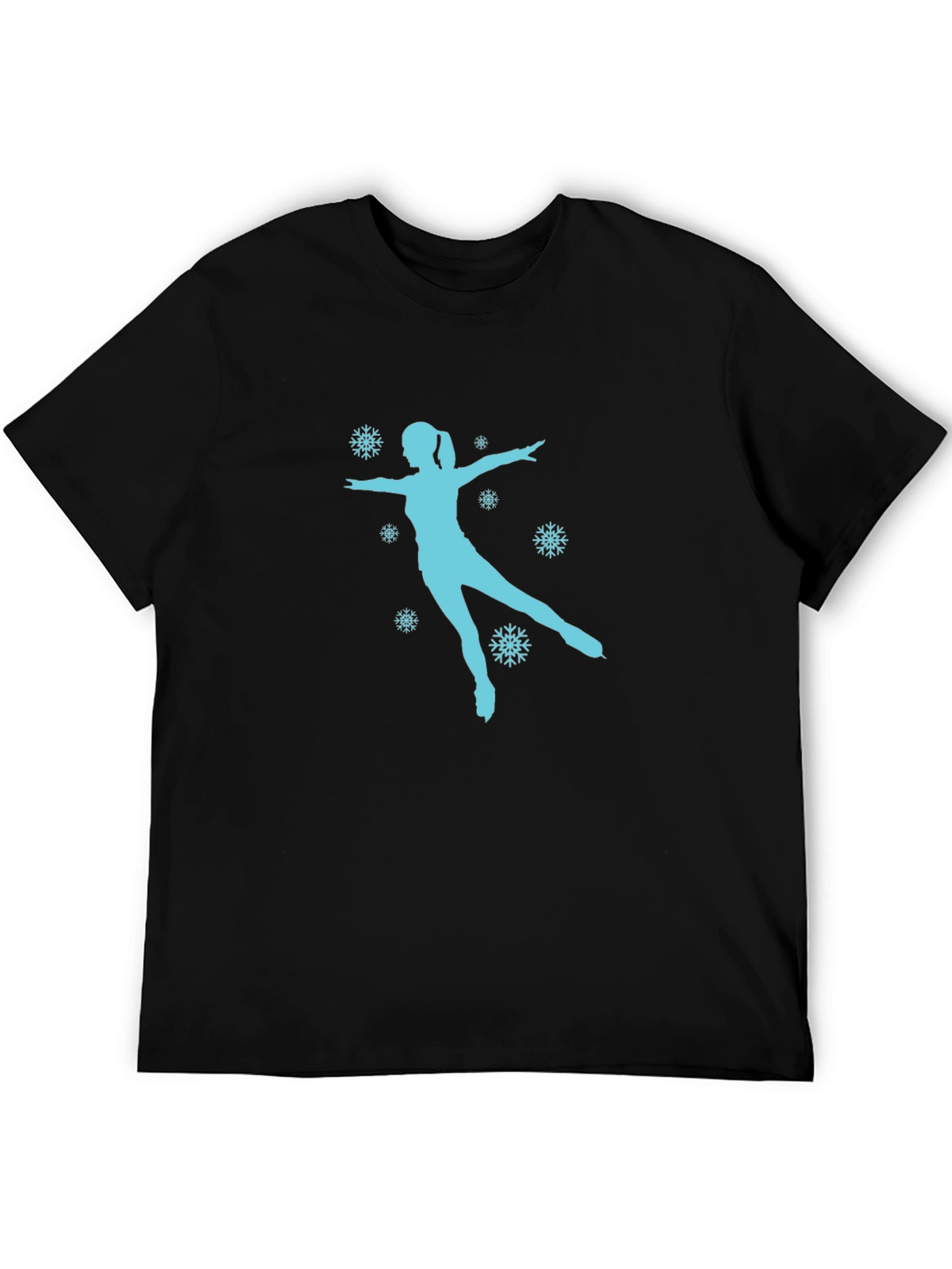 Figure Skating Snowflake Graphic Tee - Black Cotton Shirt