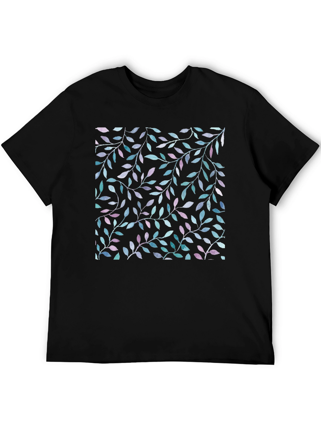 Leaf Print Black T-Shirt
