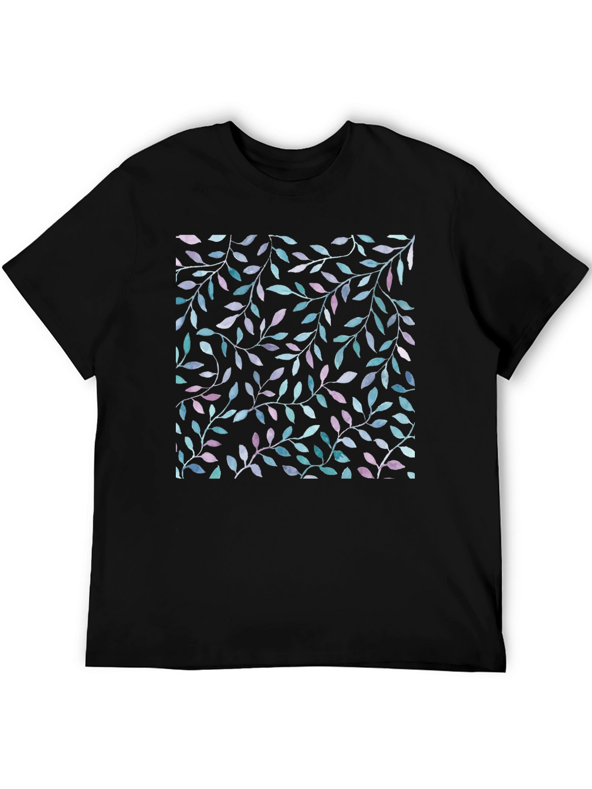 Leaf Print Black T-Shirt