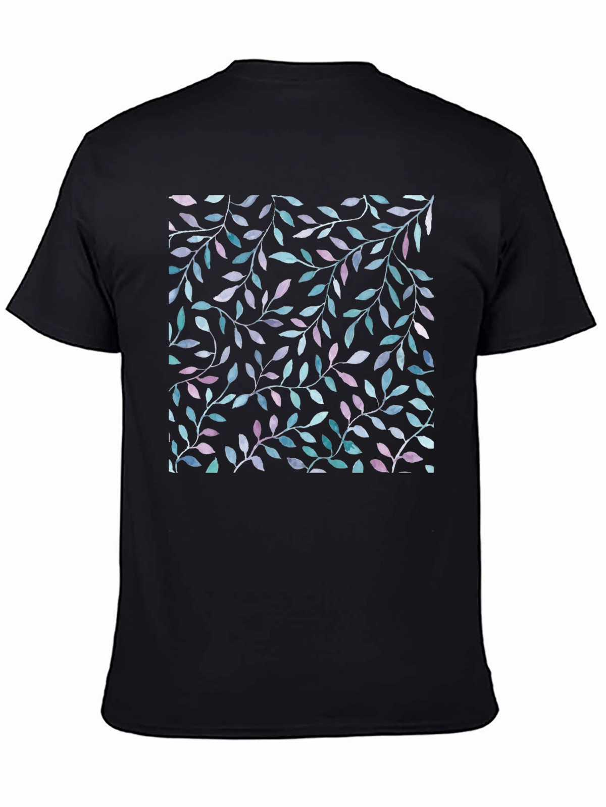 Leaf Print Black T-Shirt