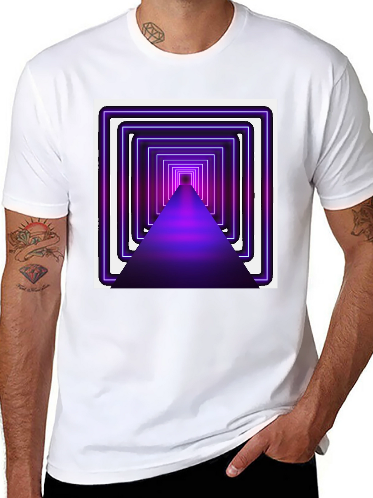Neon Tunnel Graphic Tee - Modern Black T-Shirt