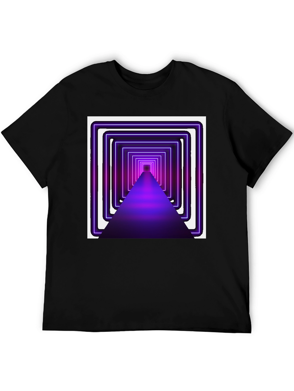 Neon Tunnel Graphic Tee - Modern Black T-Shirt