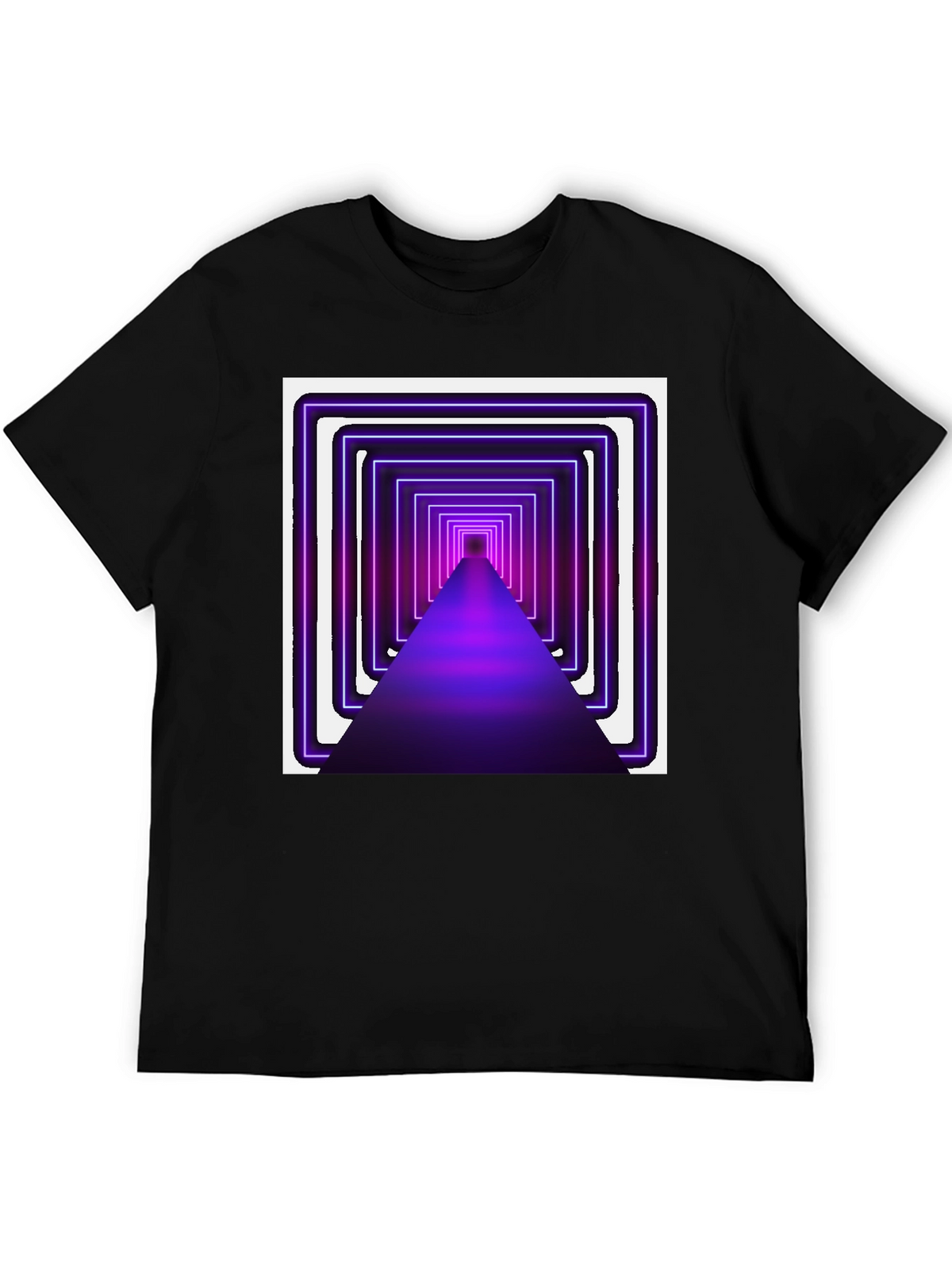Neon Tunnel Graphic Tee - Modern Black T-Shirt