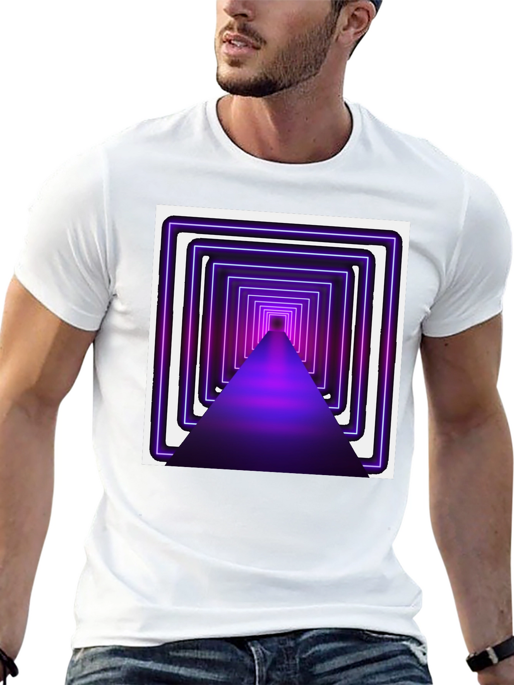 Neon Tunnel Graphic Tee - Modern Black T-Shirt