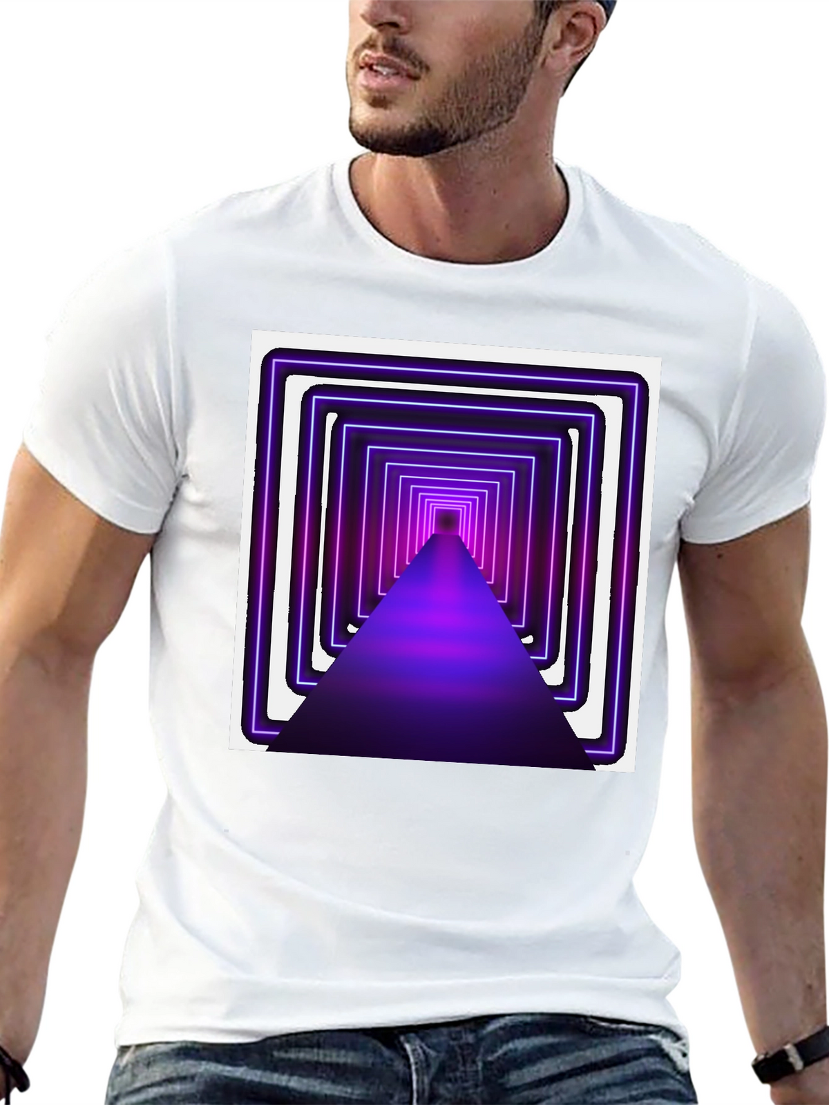 Neon Tunnel Graphic Tee - Modern Black T-Shirt