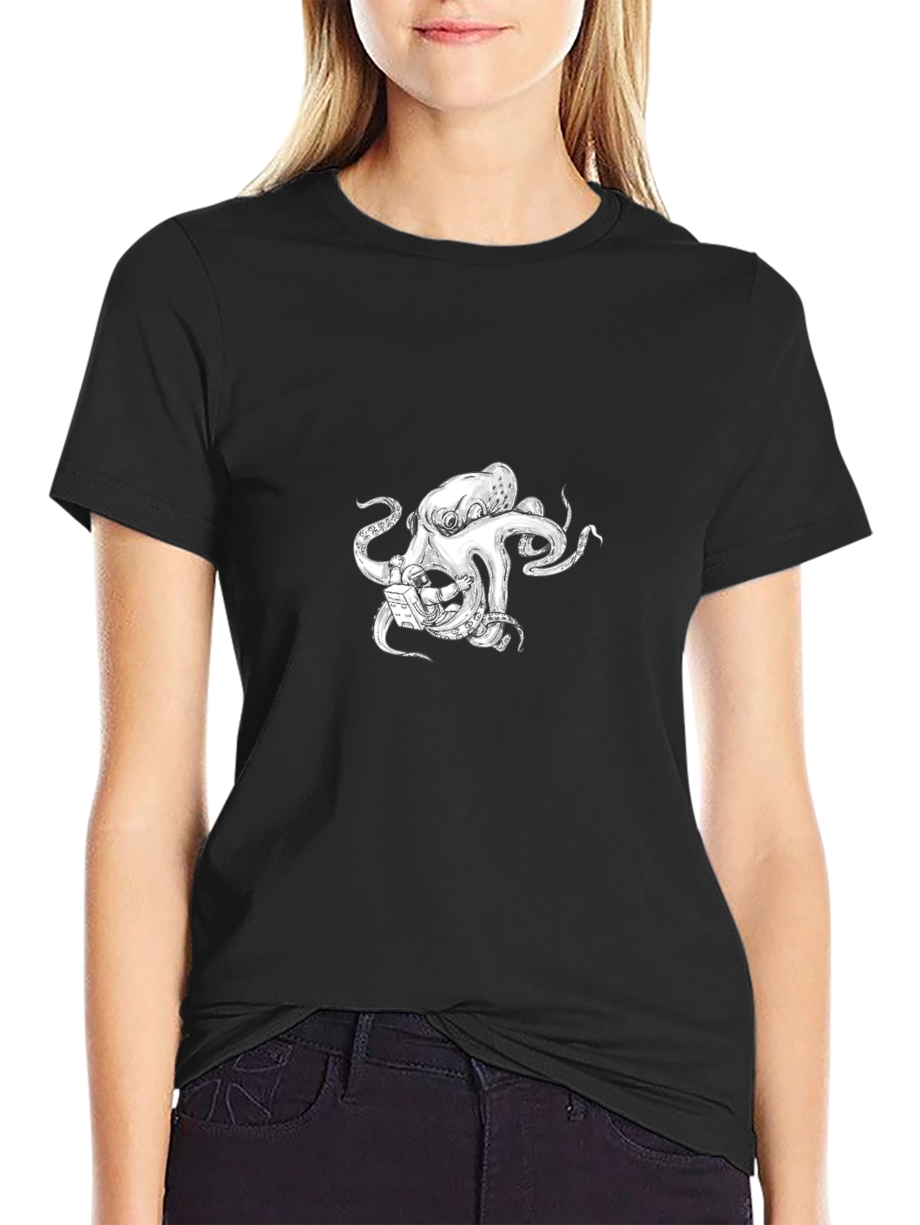 Octopus Astronaut Graphic T-Shirt - Black