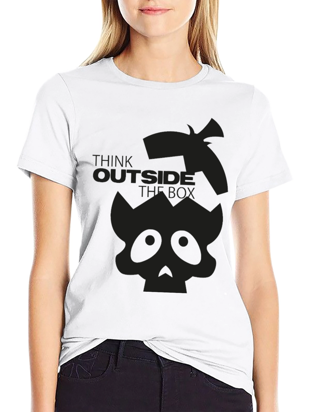 Think Outside the Box Skull Graphic T-Shirt