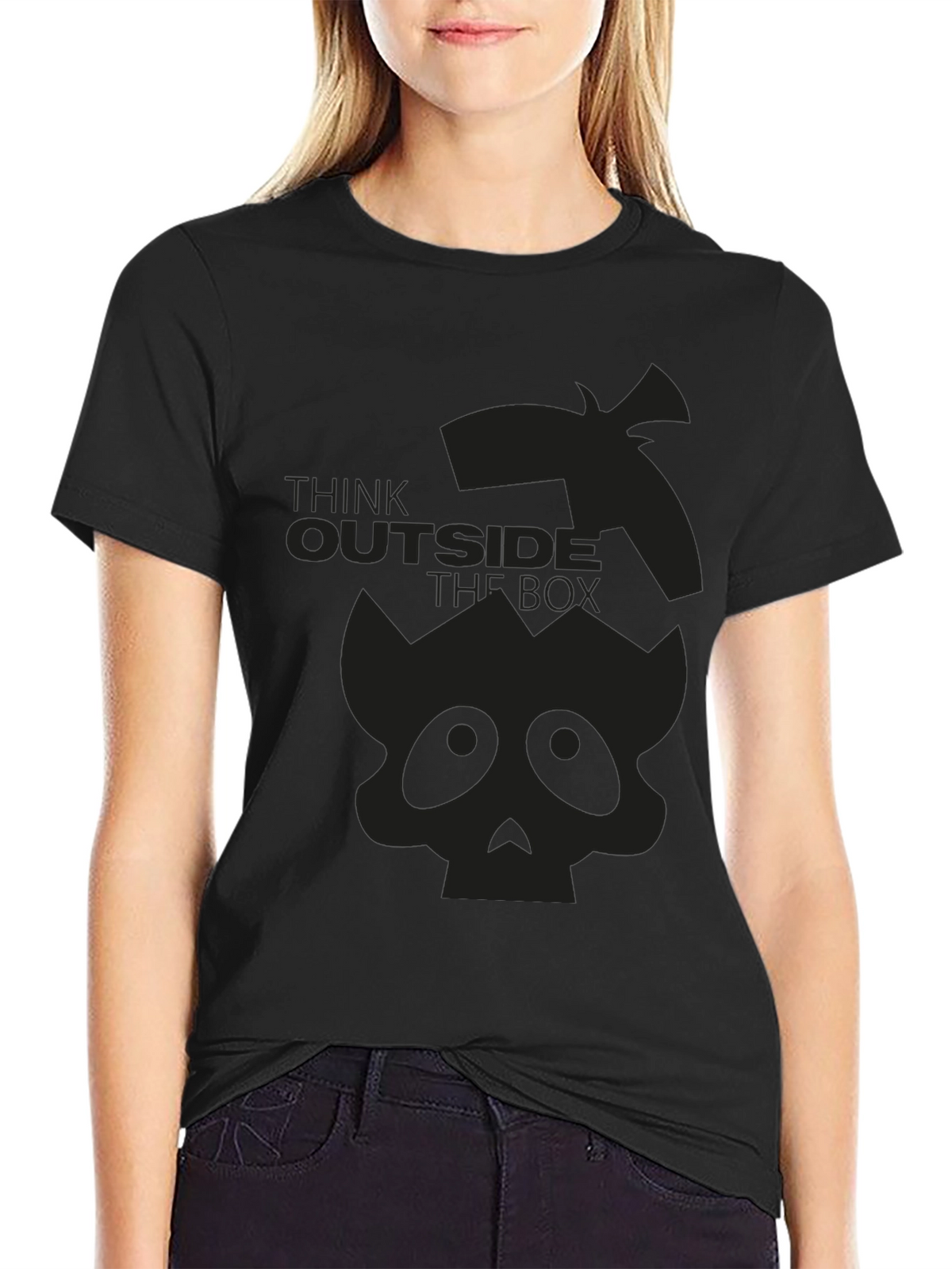 Think Outside the Box Skull Graphic T-Shirt