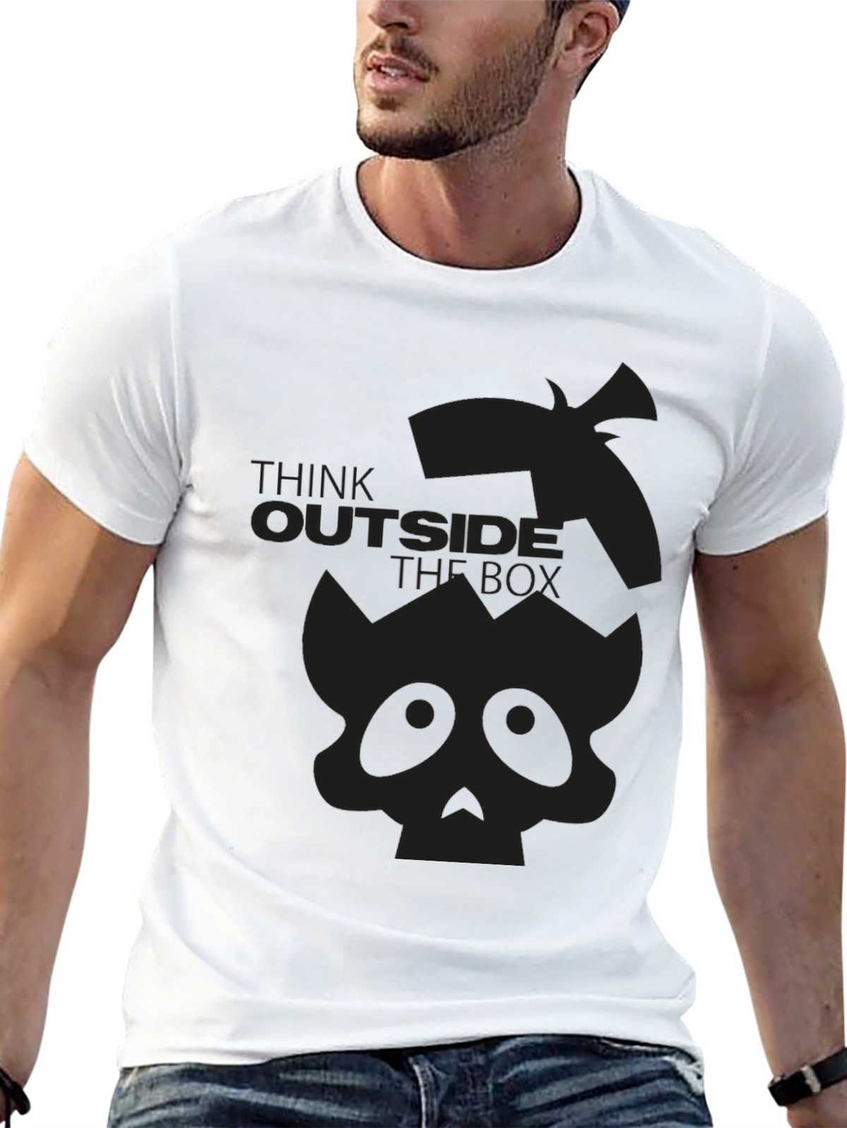 Think Outside the Box Skull Graphic T-Shirt