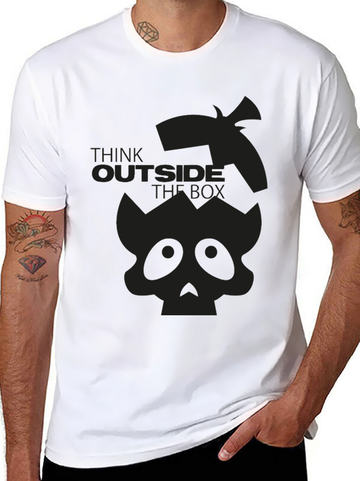 Think Outside the Box Skull Graphic T-Shirt