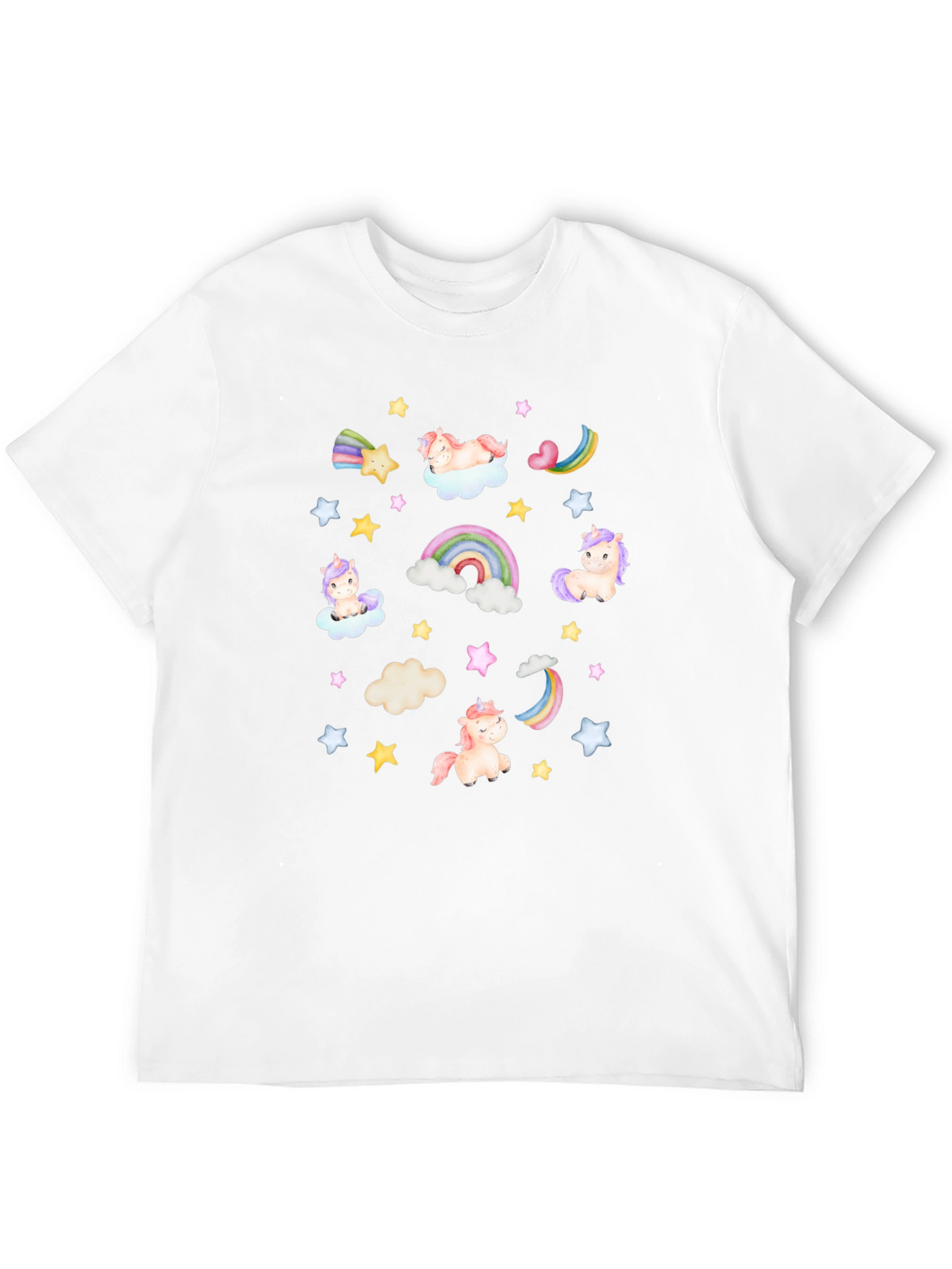 Unicorns Rainbows Stars Black T-Shirt
