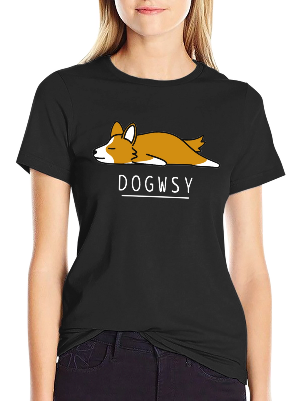 Dogwsy Nap Corgi Black T-Shirt