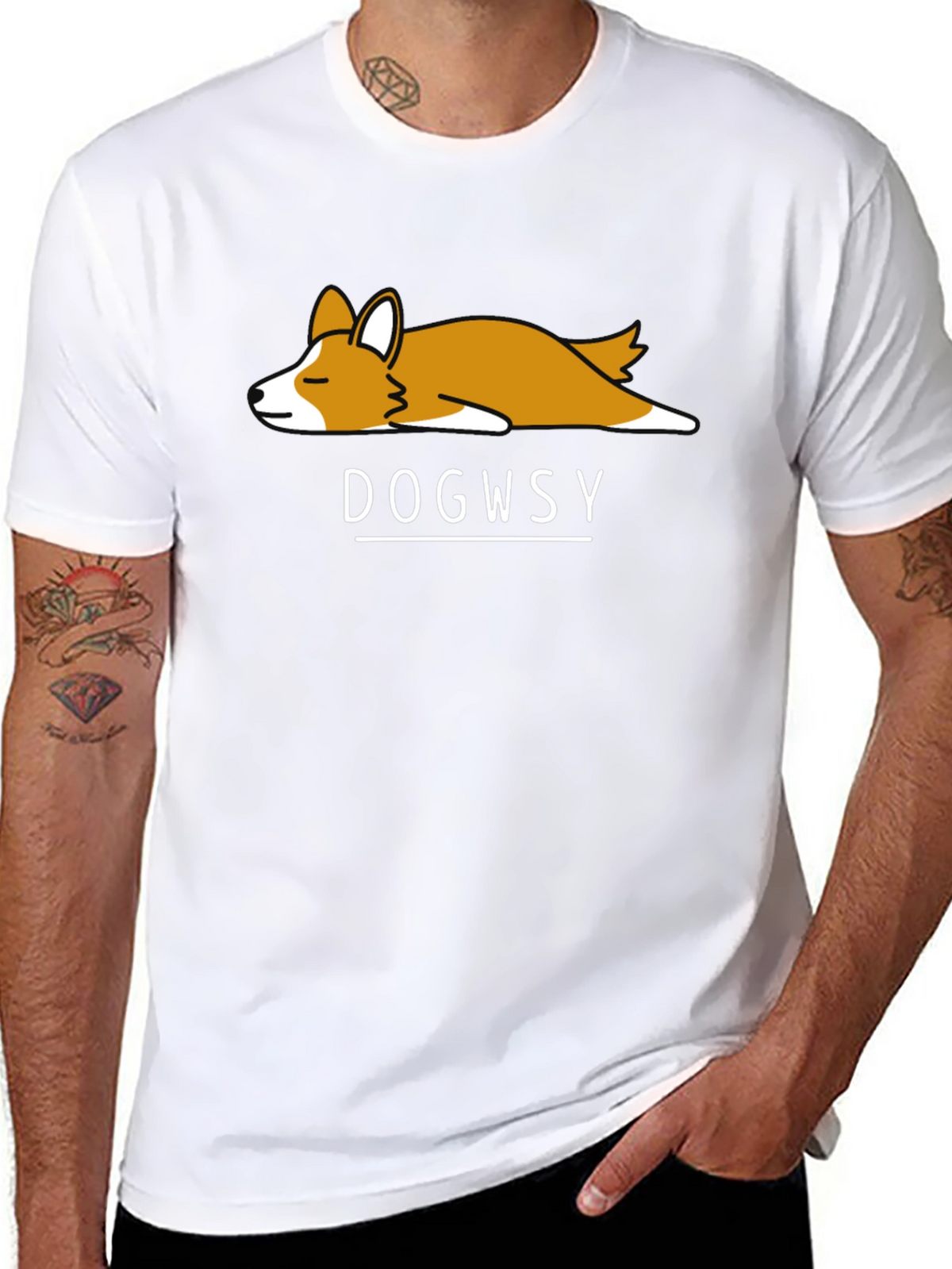 Dogwsy Nap Corgi Black T-Shirt