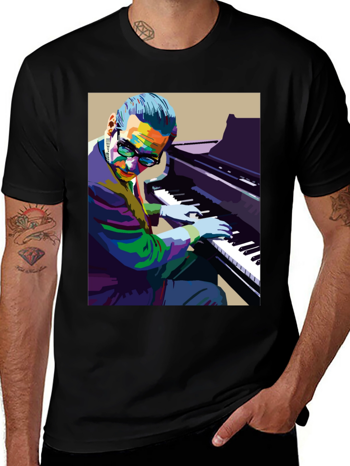 Piano Man Graphic Tee - Cool Musician Shirt
