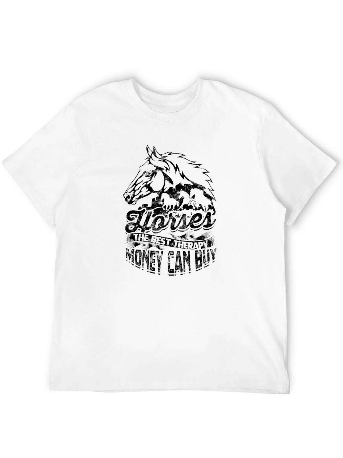 Horses Best Therapy Mens Graphic T-Shirt