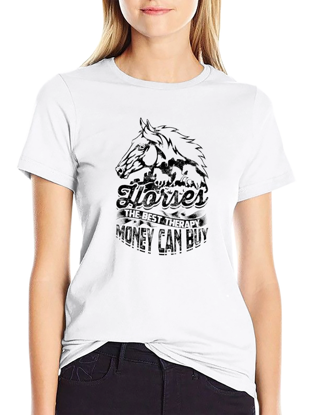 Horses Best Therapy Mens Graphic T-Shirt
