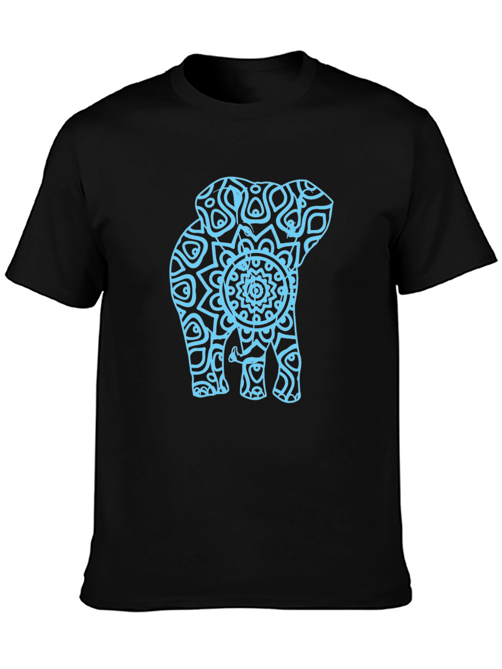 Elephant Mandala Graphic Tee - Casual Black T-Shirt