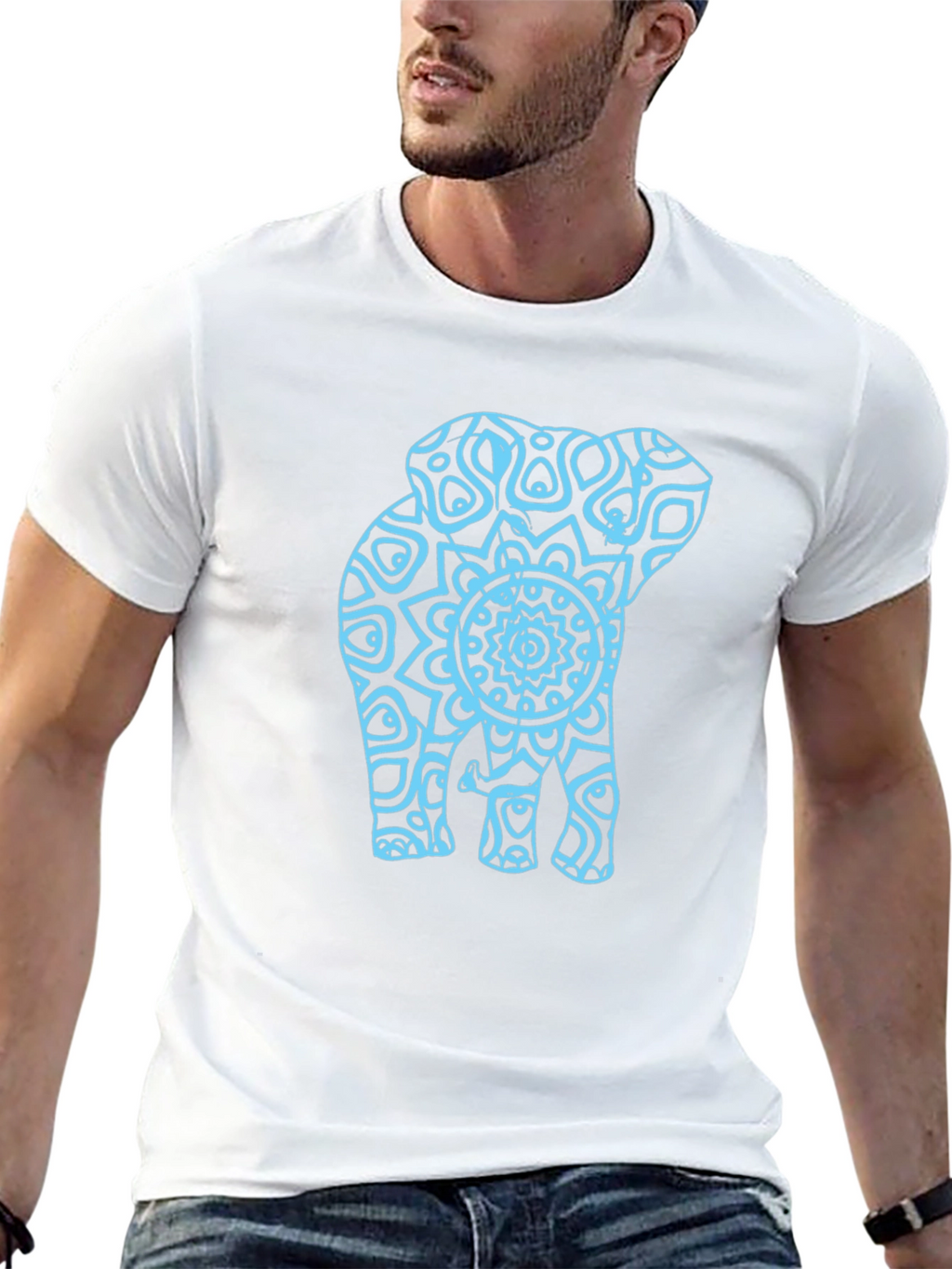 Elephant Mandala Graphic Tee - Casual Black T-Shirt
