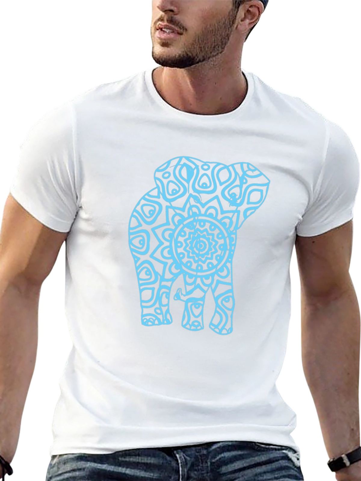 Elephant Mandala Graphic Tee - Casual Black T-Shirt