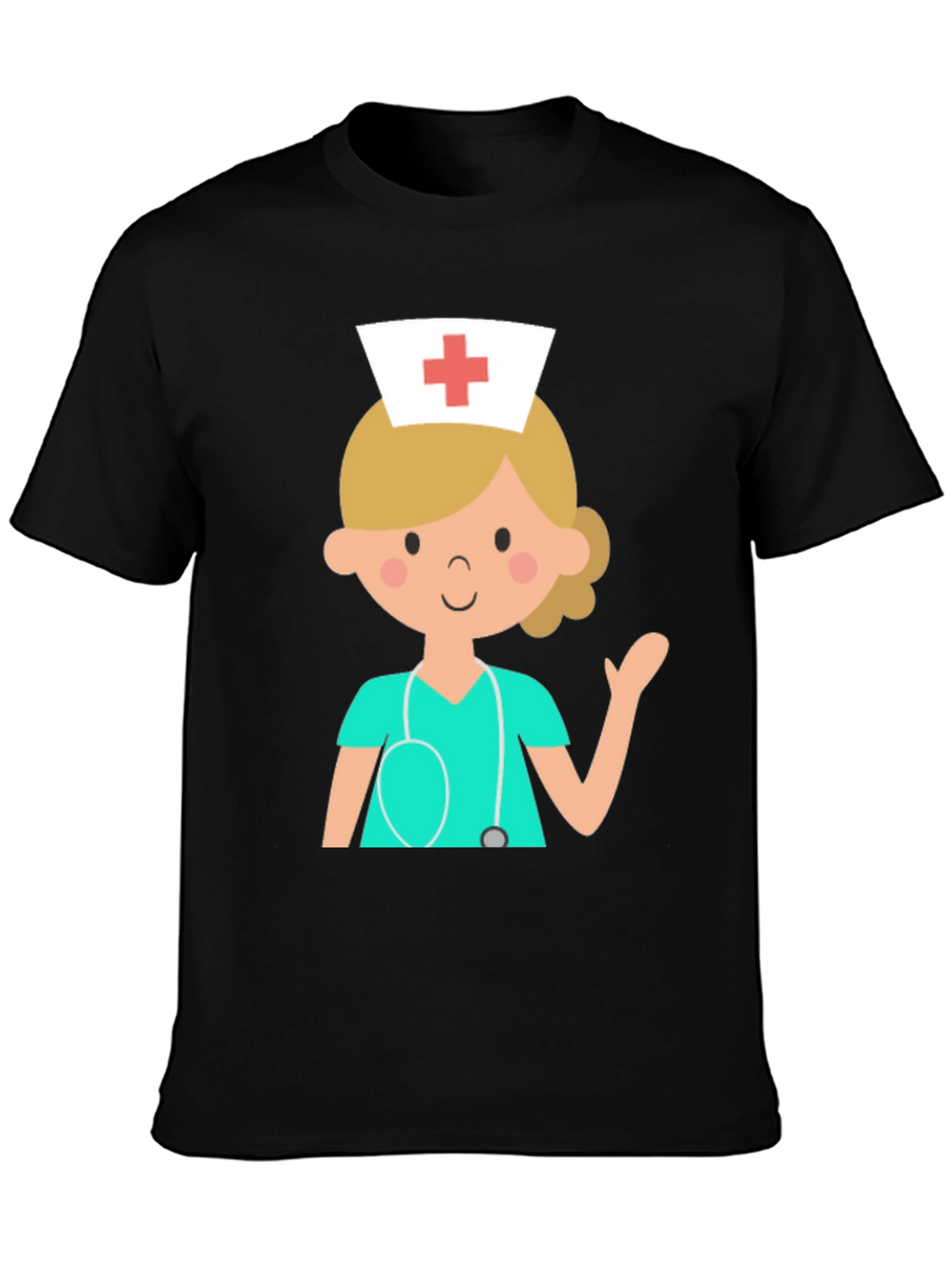 Nurse Cartoon Graphic Tee - Unisex Black T-Shirt