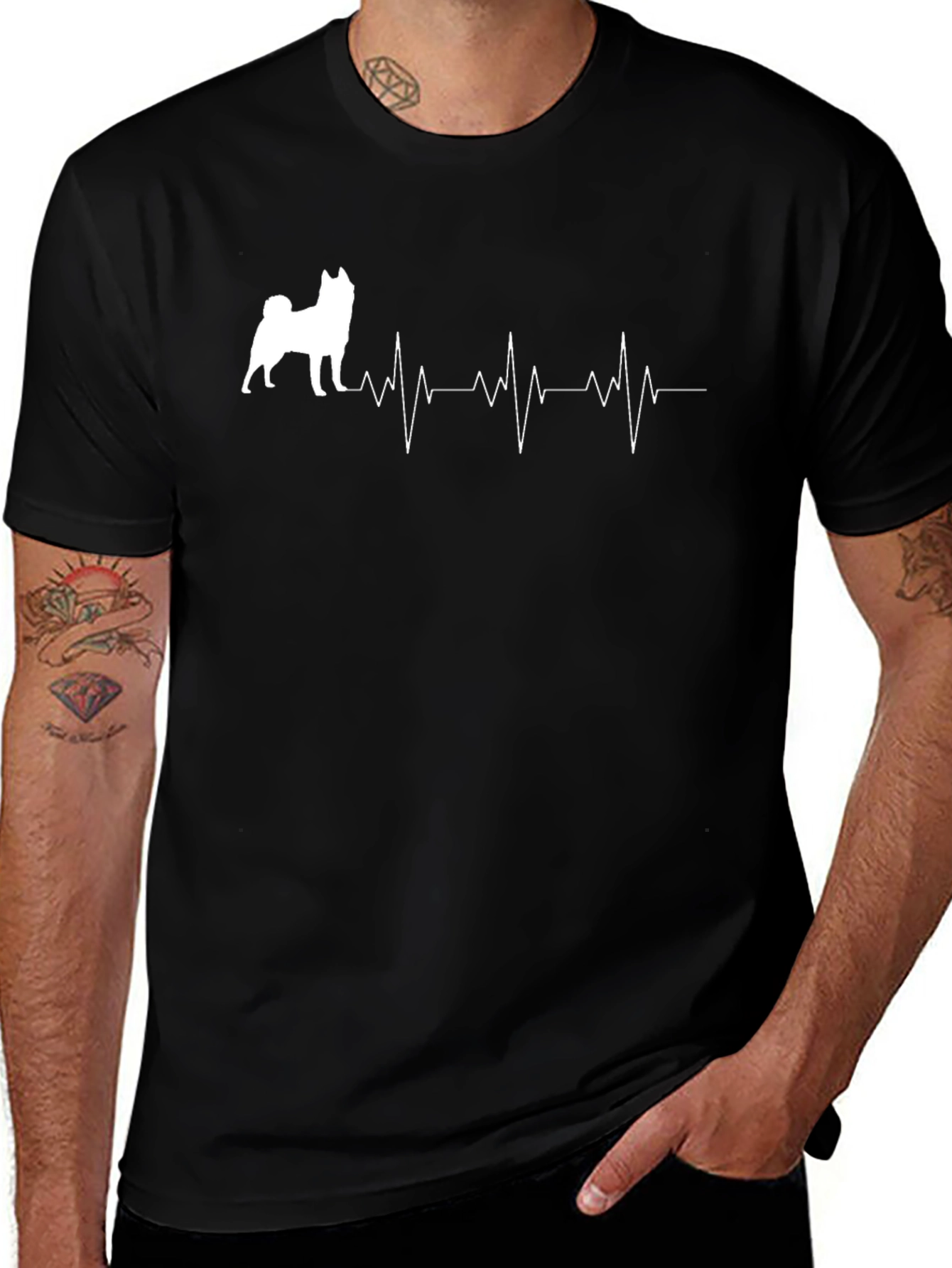 Dog Heartbeat T-Shirt - Unisex Black Tee