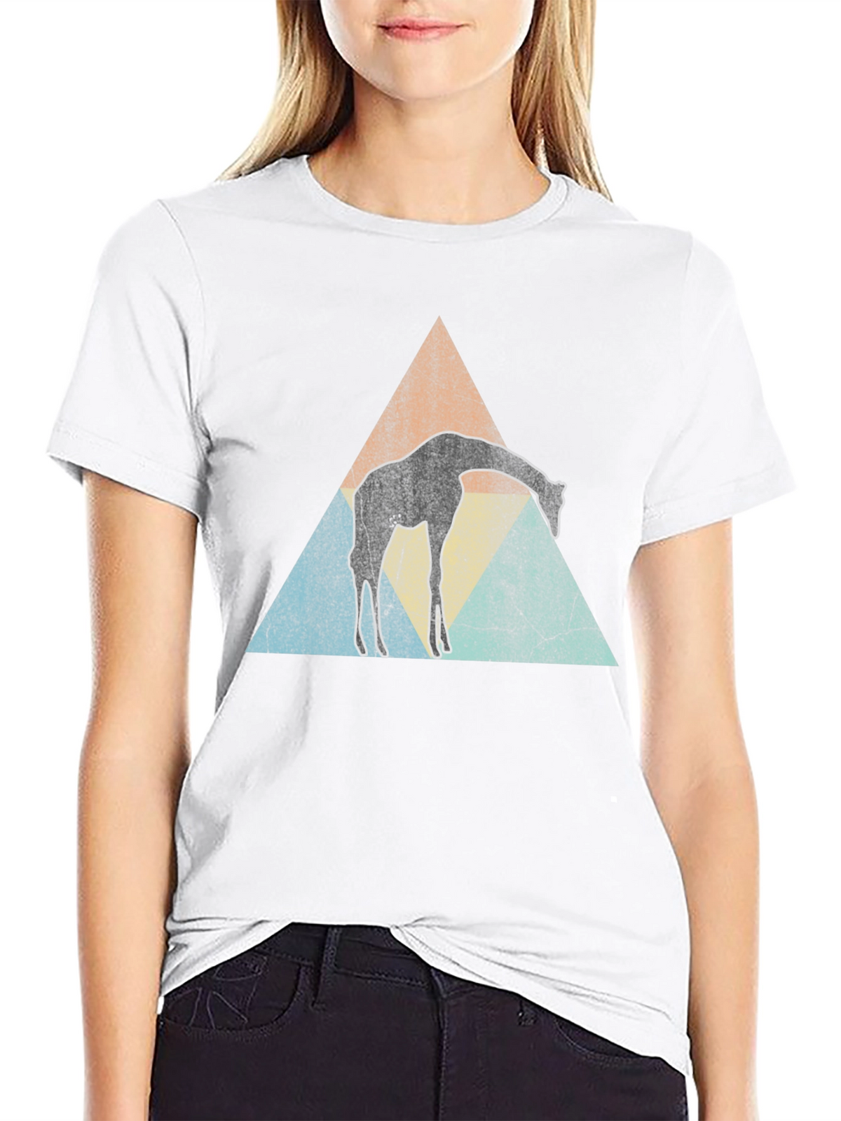 Giraffe Triangle T-Shirt - Black Graphic Tee