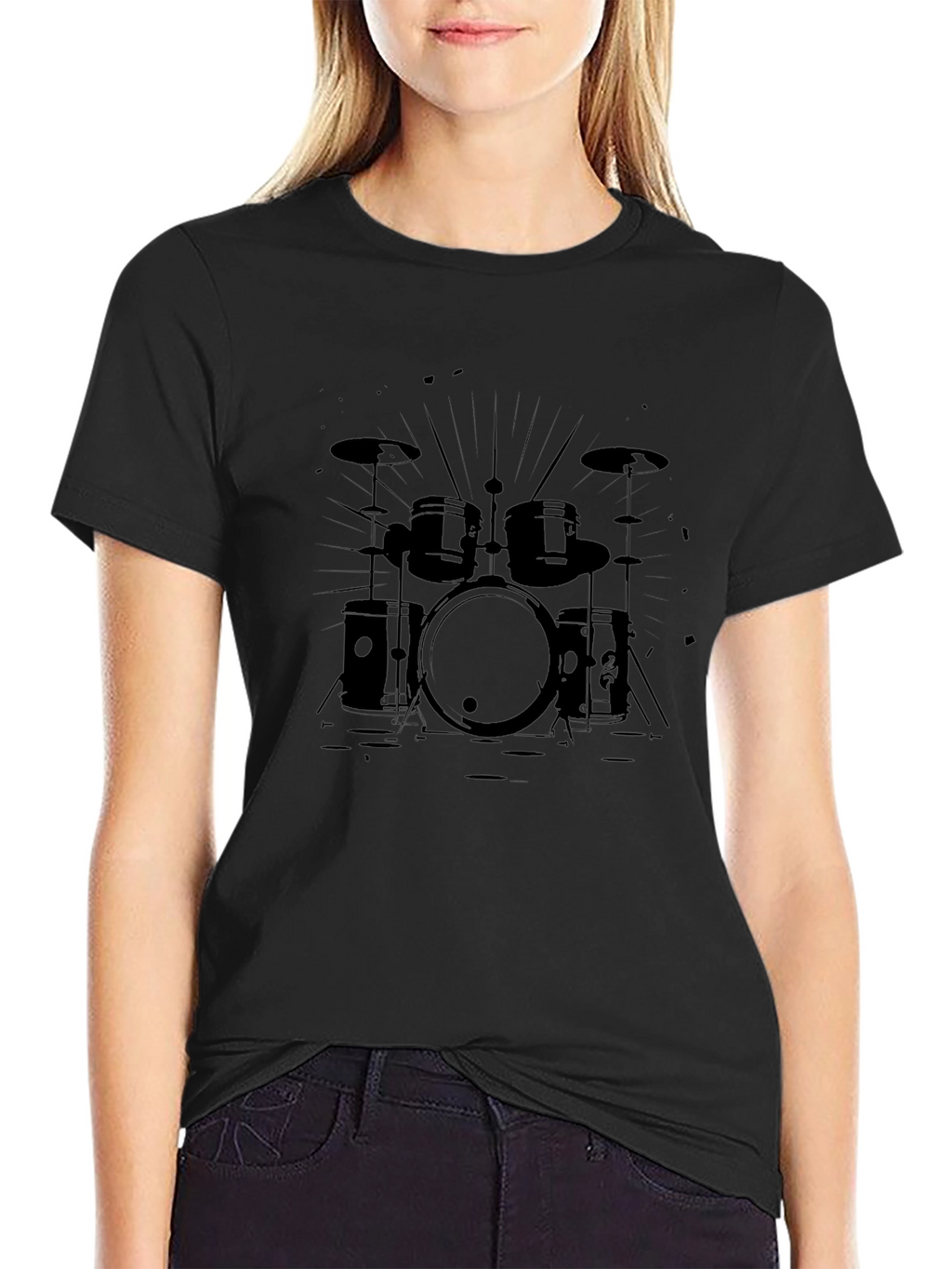 Drum Set Graphic Tee - Black Music T-Shirt