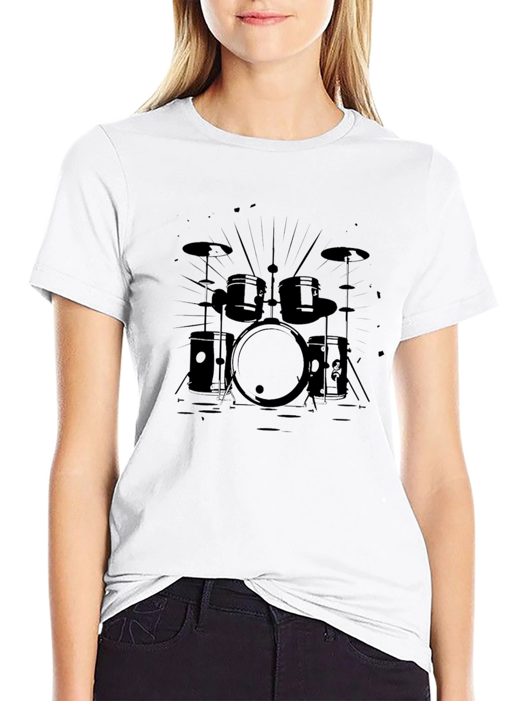 Drum Set Graphic Tee - Black Music T-Shirt