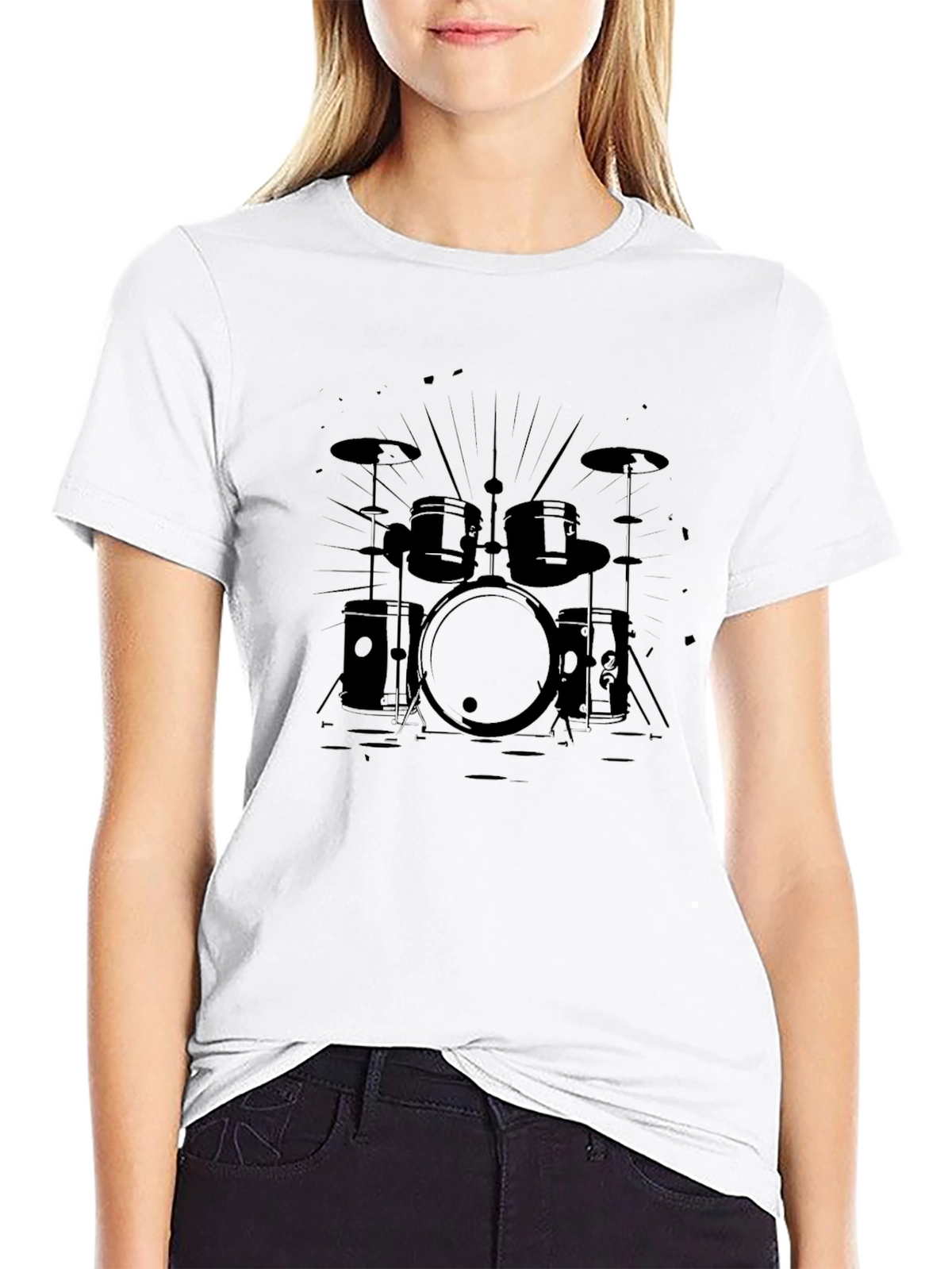 Drum Set Graphic Tee - Black Music T-Shirt