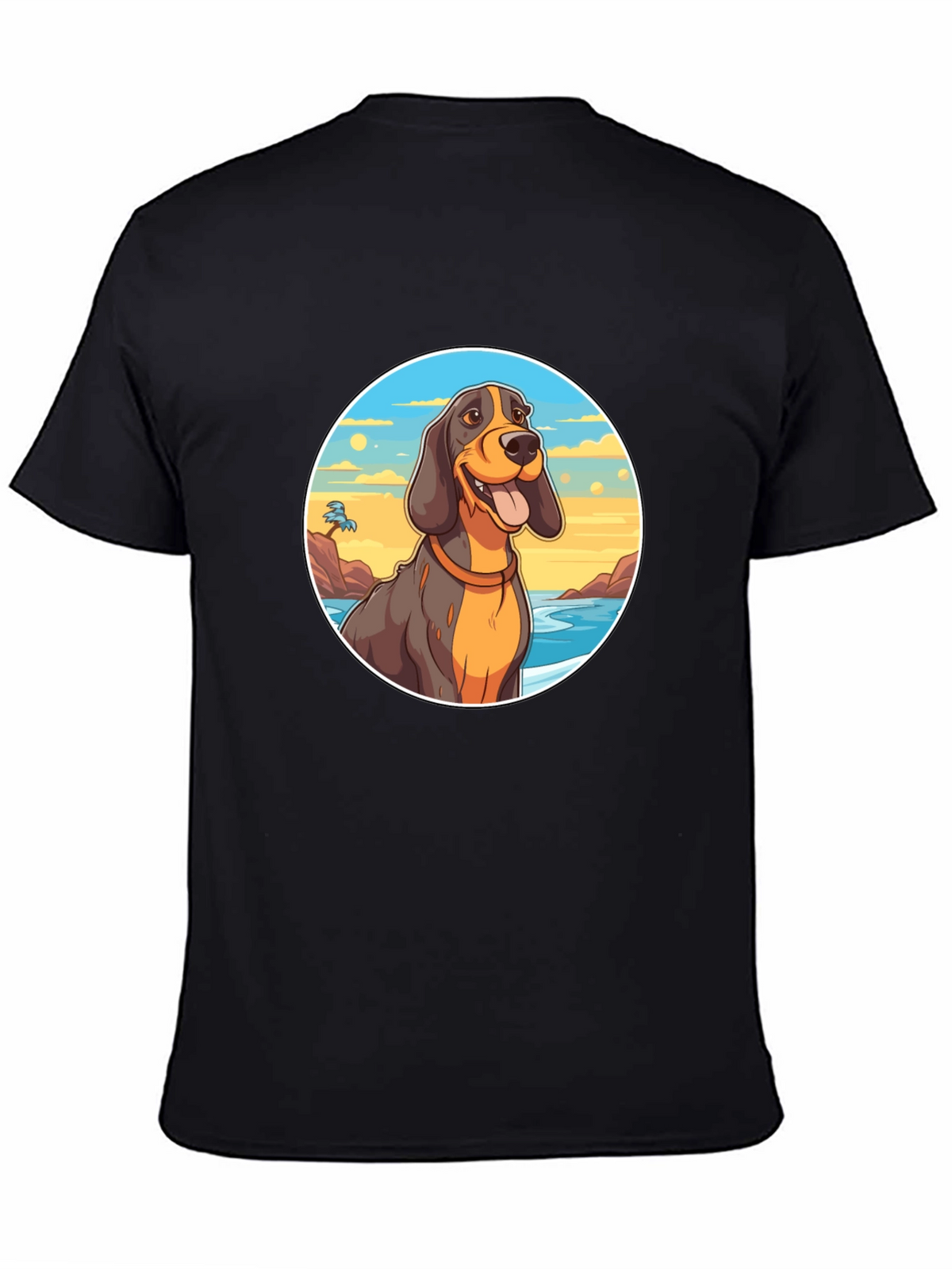 Dog Beach T-Shirt - Black Cotton Graphic Tee