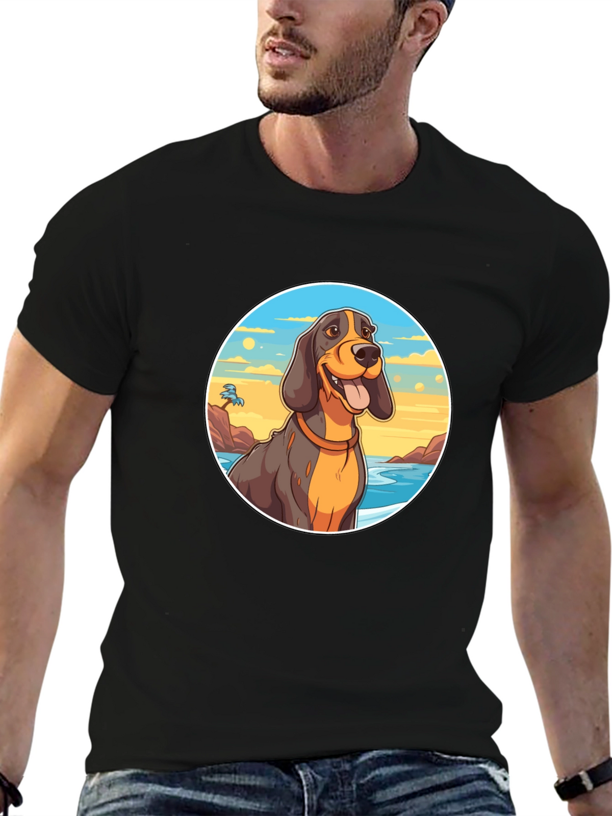 Dog Beach T-Shirt - Black Cotton Graphic Tee