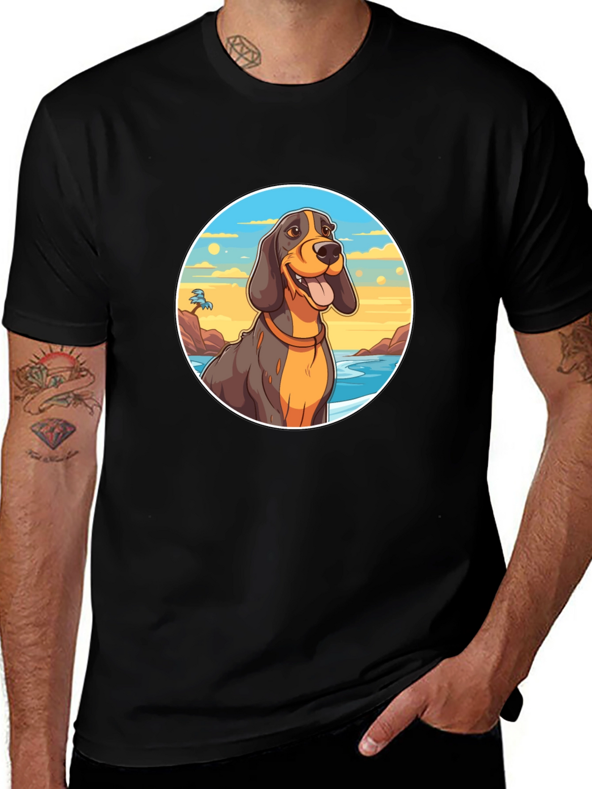 Dog Beach T-Shirt - Black Cotton Graphic Tee