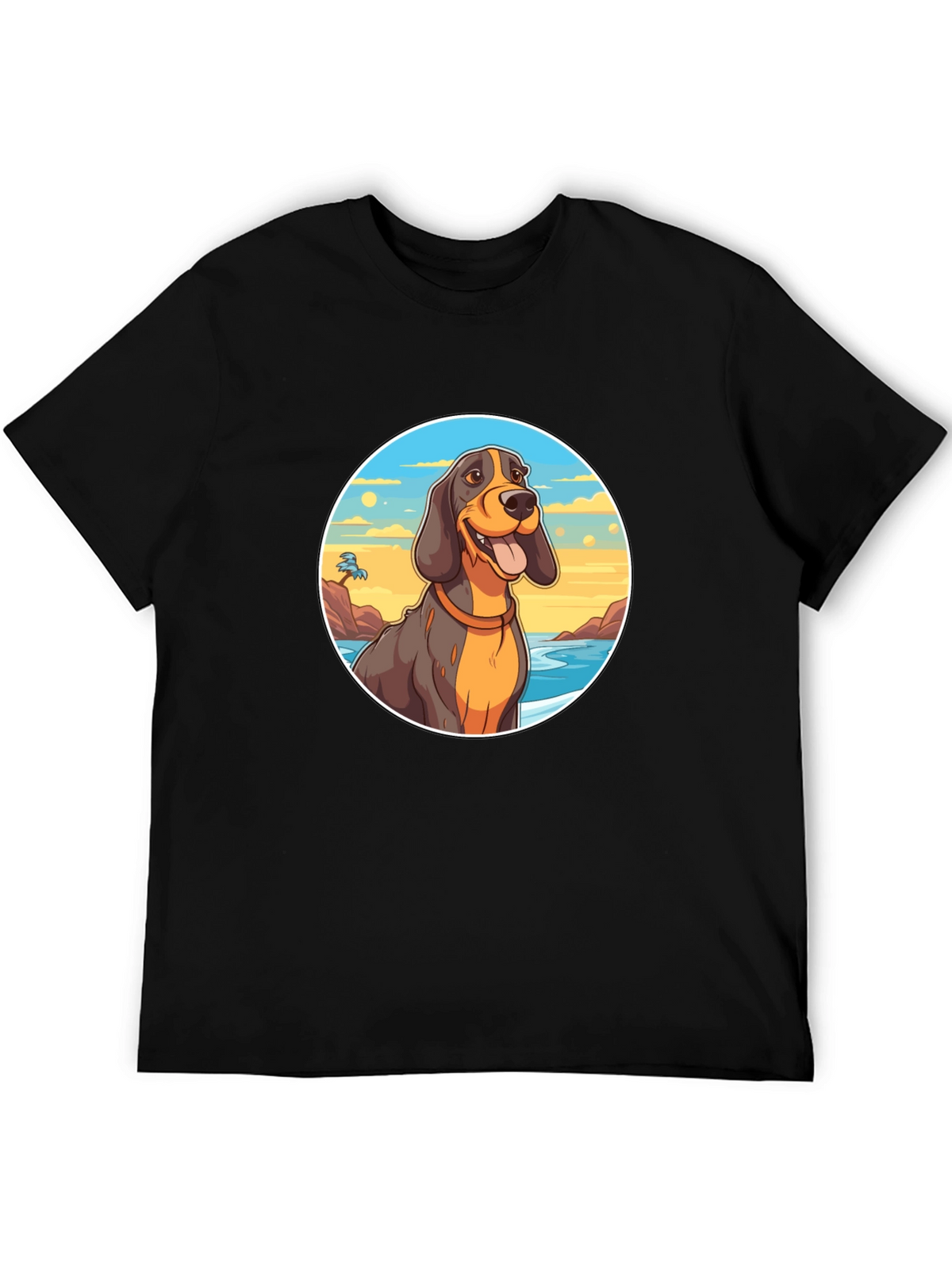 Dog Beach T-Shirt - Black Cotton Graphic Tee