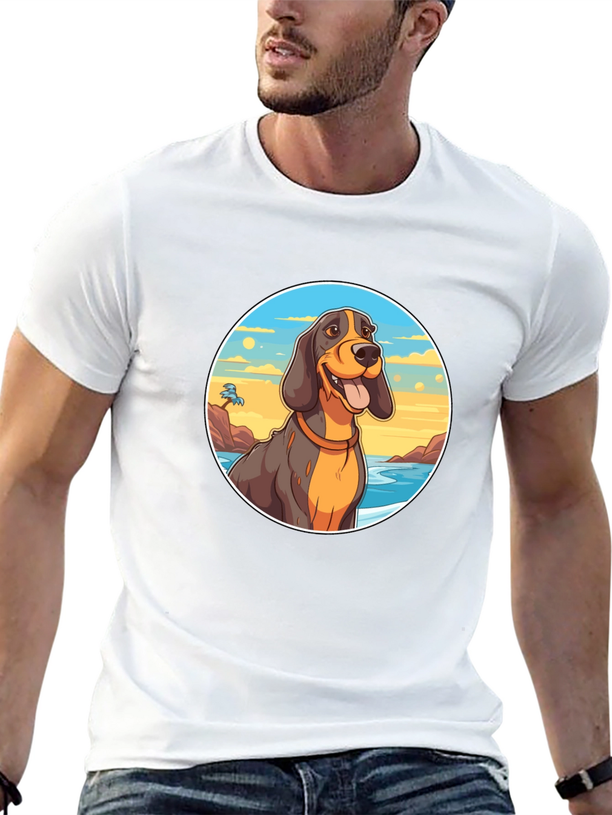 Dog Beach T-Shirt - Black Cotton Graphic Tee