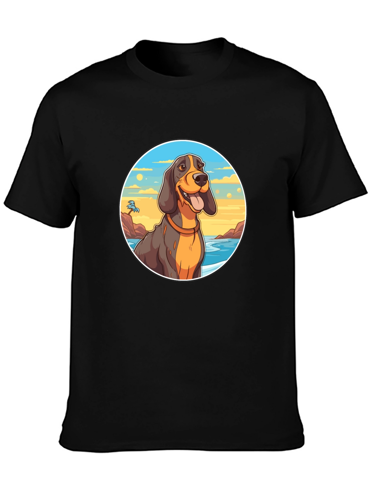 Dog Beach T-Shirt - Black Cotton Graphic Tee
