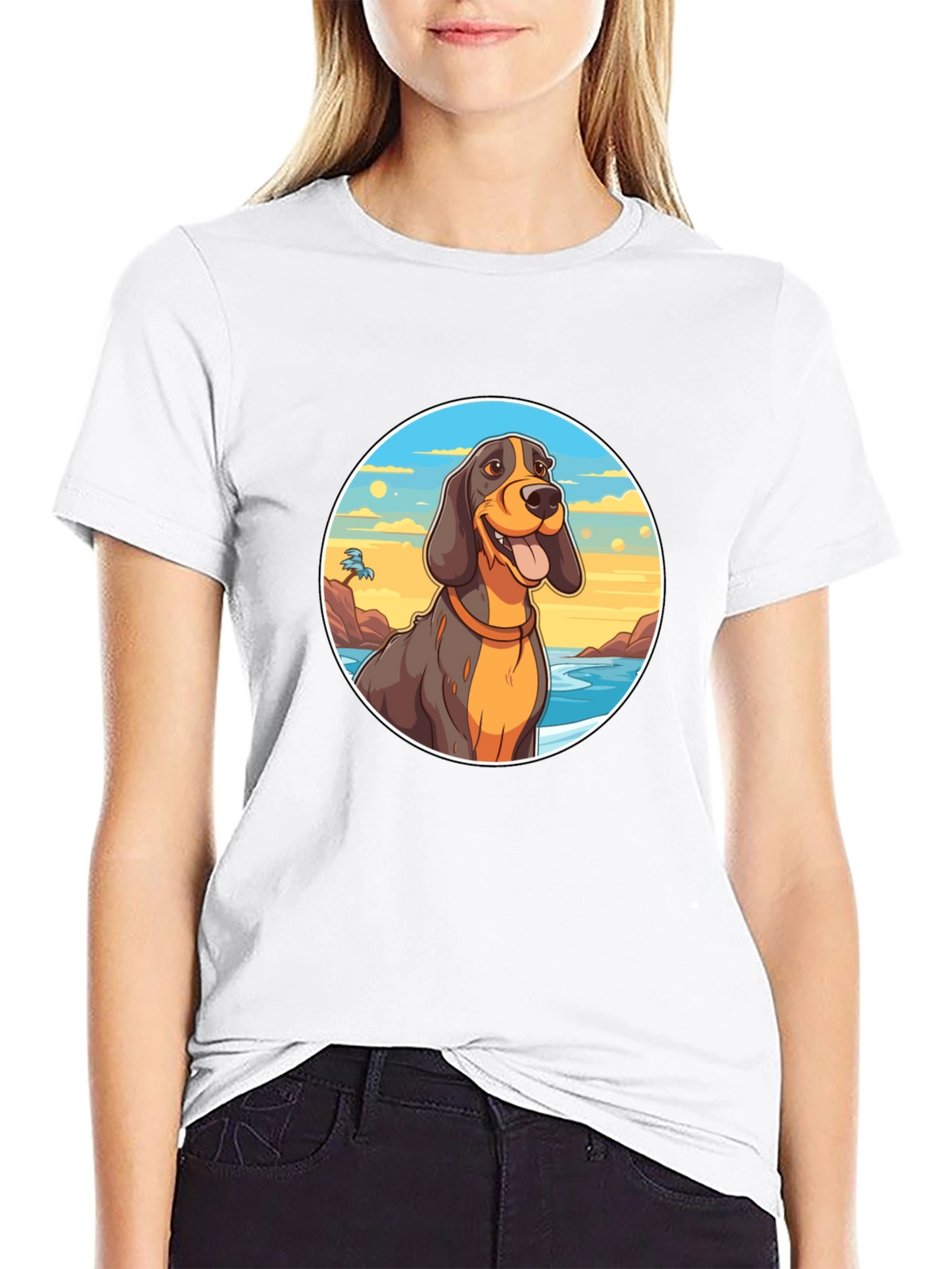 Dog Beach T-Shirt - Black Cotton Graphic Tee