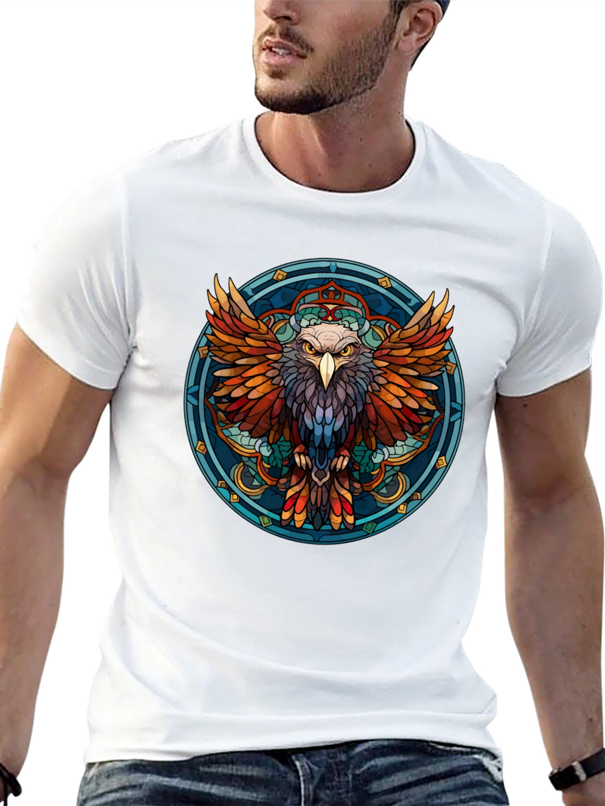 Eagle Mandala Graphic Print T-Shirt