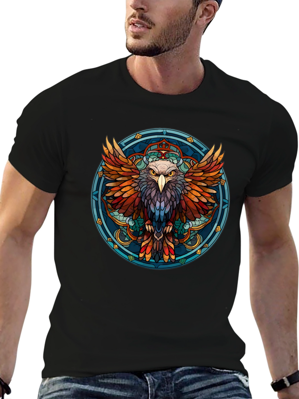 Eagle Mandala Graphic Print T-Shirt