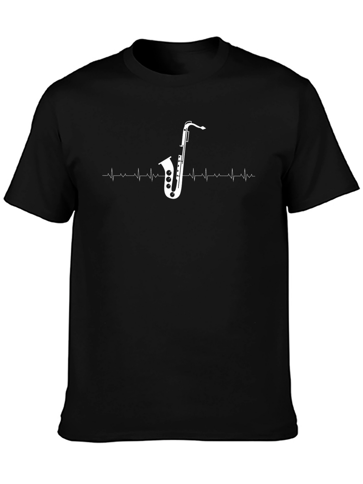 Saxophone Heartbeat Graphic Tee - Music Lover Shirt